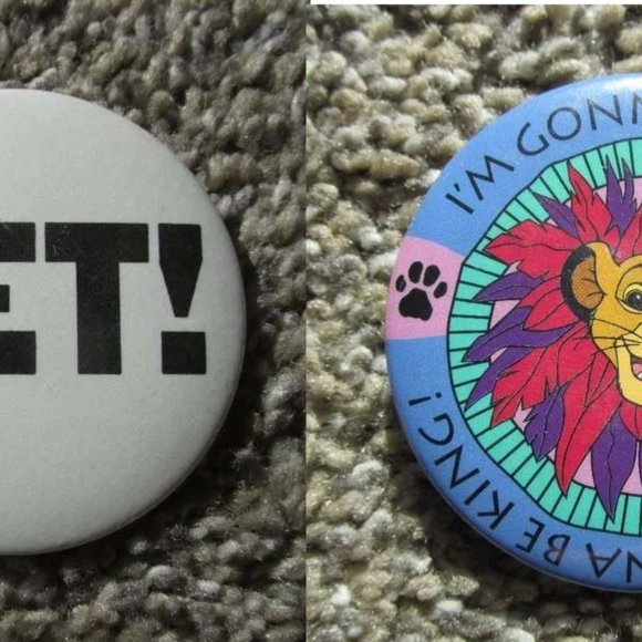 2 90's Pins OG Lion King Pin Button Simba "I'M GONNA BE KING!" + GET! - Picture 2 of 5